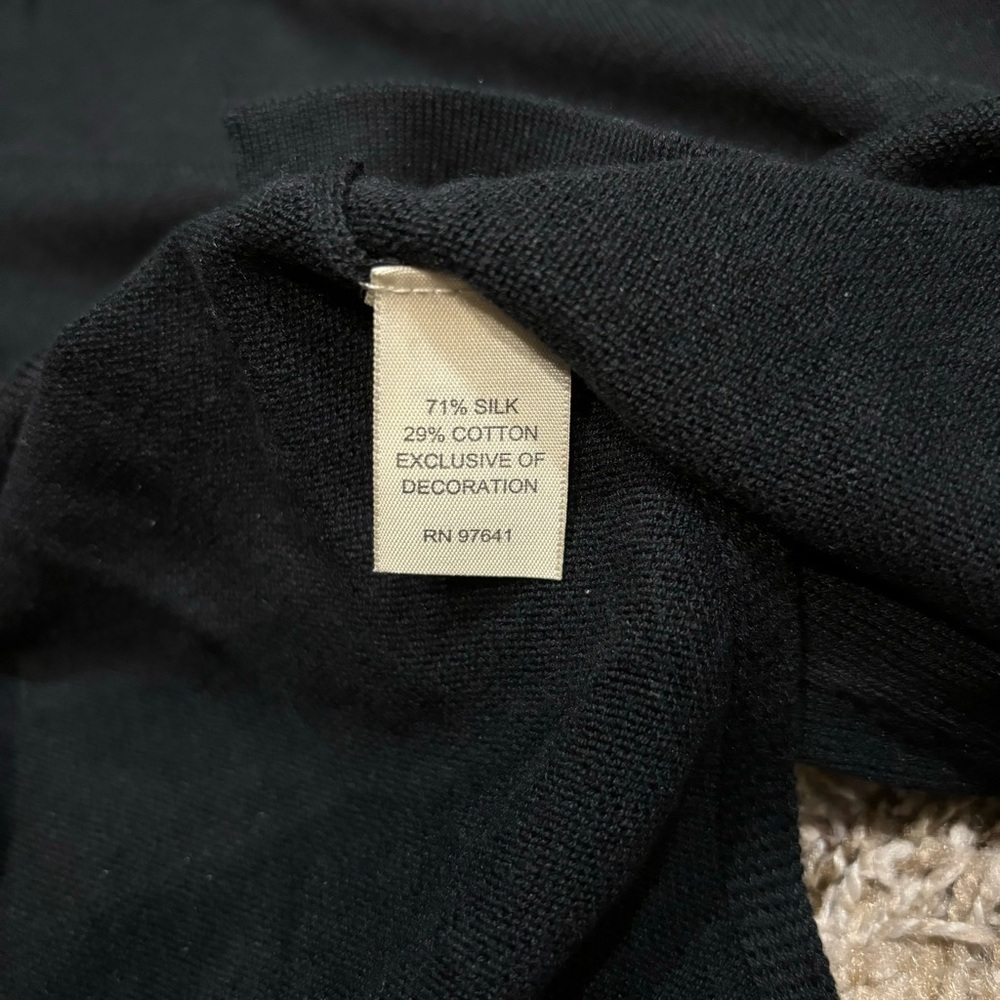 J Jill Medium Sweater Tunic Black Embroidered Silk Blend V Neck Long Sleeve - Picture 10 of 12